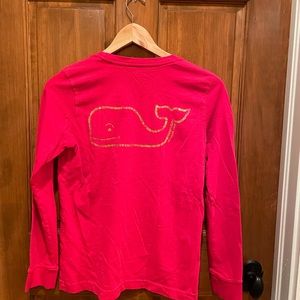 Vineyard Vines Gold Foil Whale LS Tee